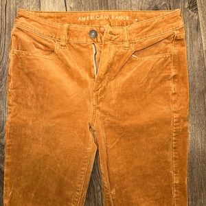 Womens Mustard Yellow Hi-Rise Jeggings Pant 6 American Eagle Fine Whale Corduroy